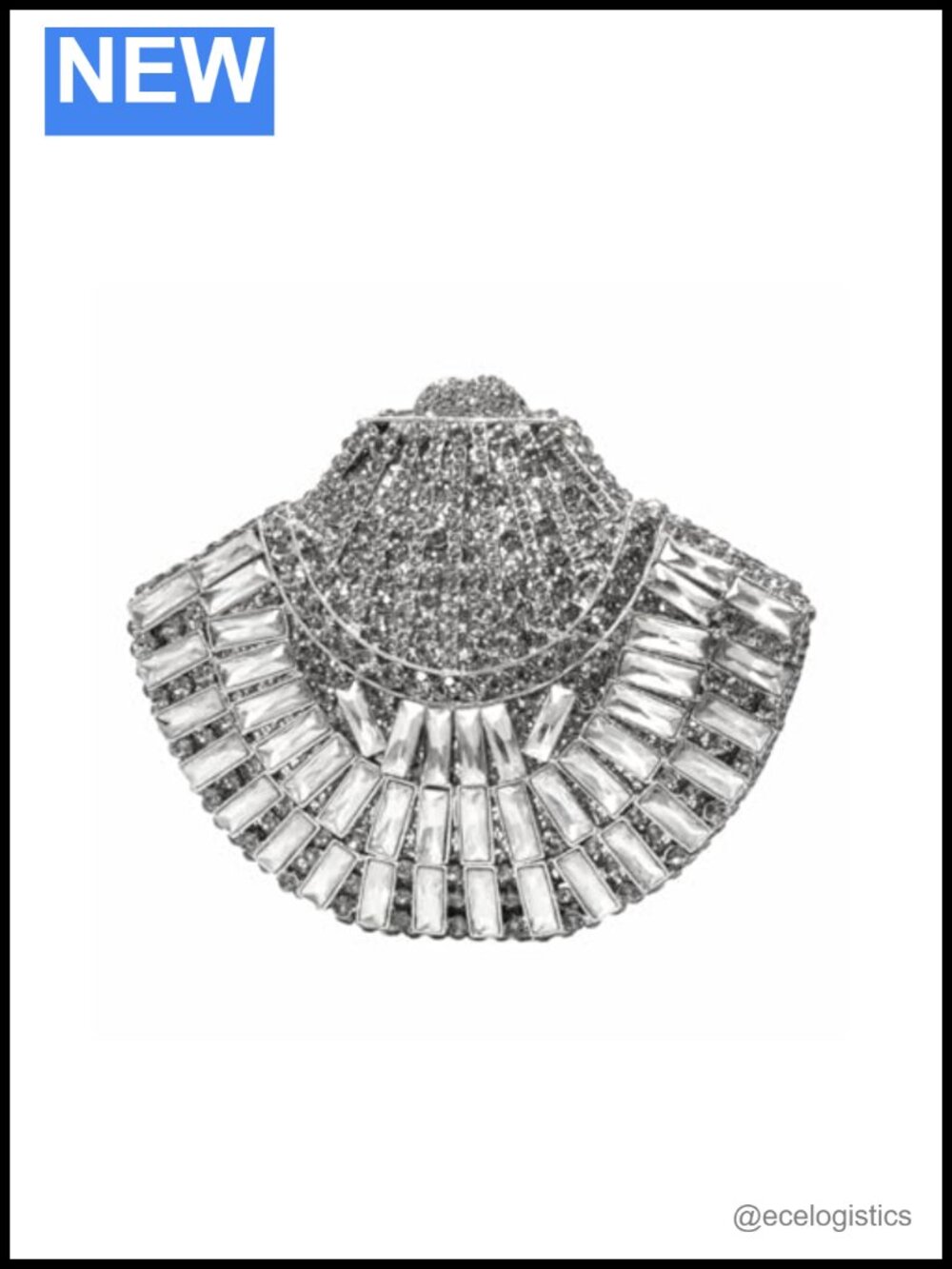 Unique Necklace Shape Crystal Evening Handbag Glitter Rhinestones Clutch